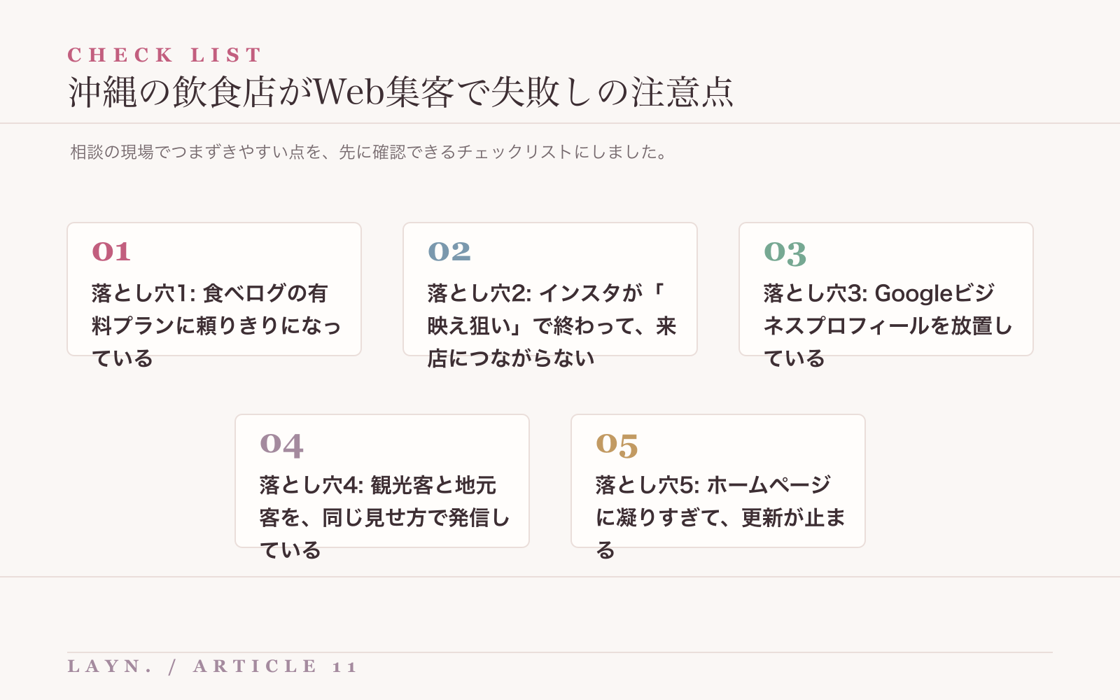 沖縄の飲食店がWeb集客で失敗しで注意したい失敗や落とし穴のチェックリスト